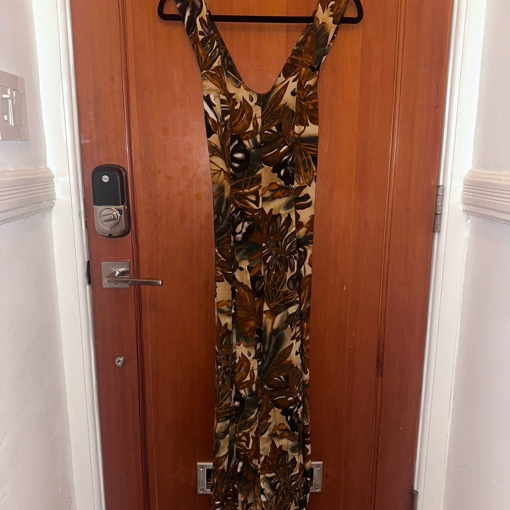 Vintage Botanical Print Maxi Dress
